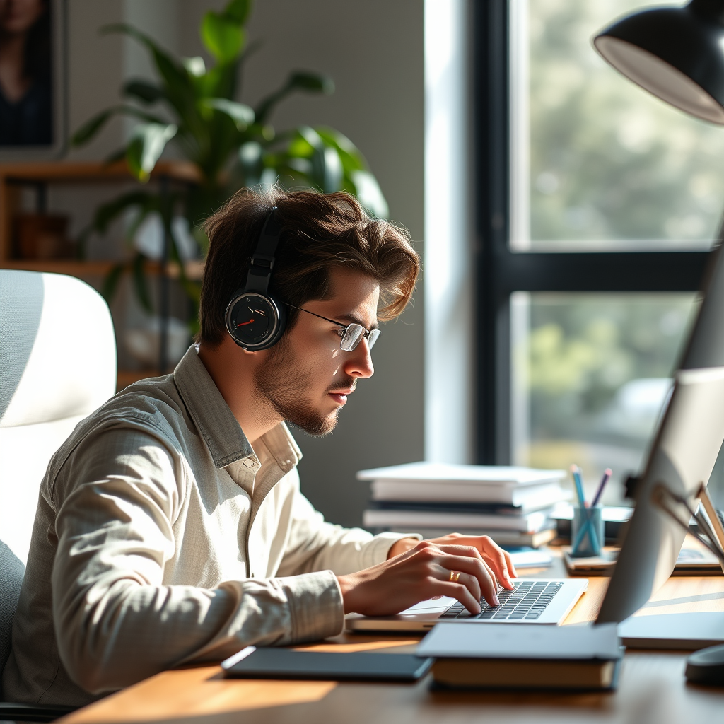 Freelancer working at a desk