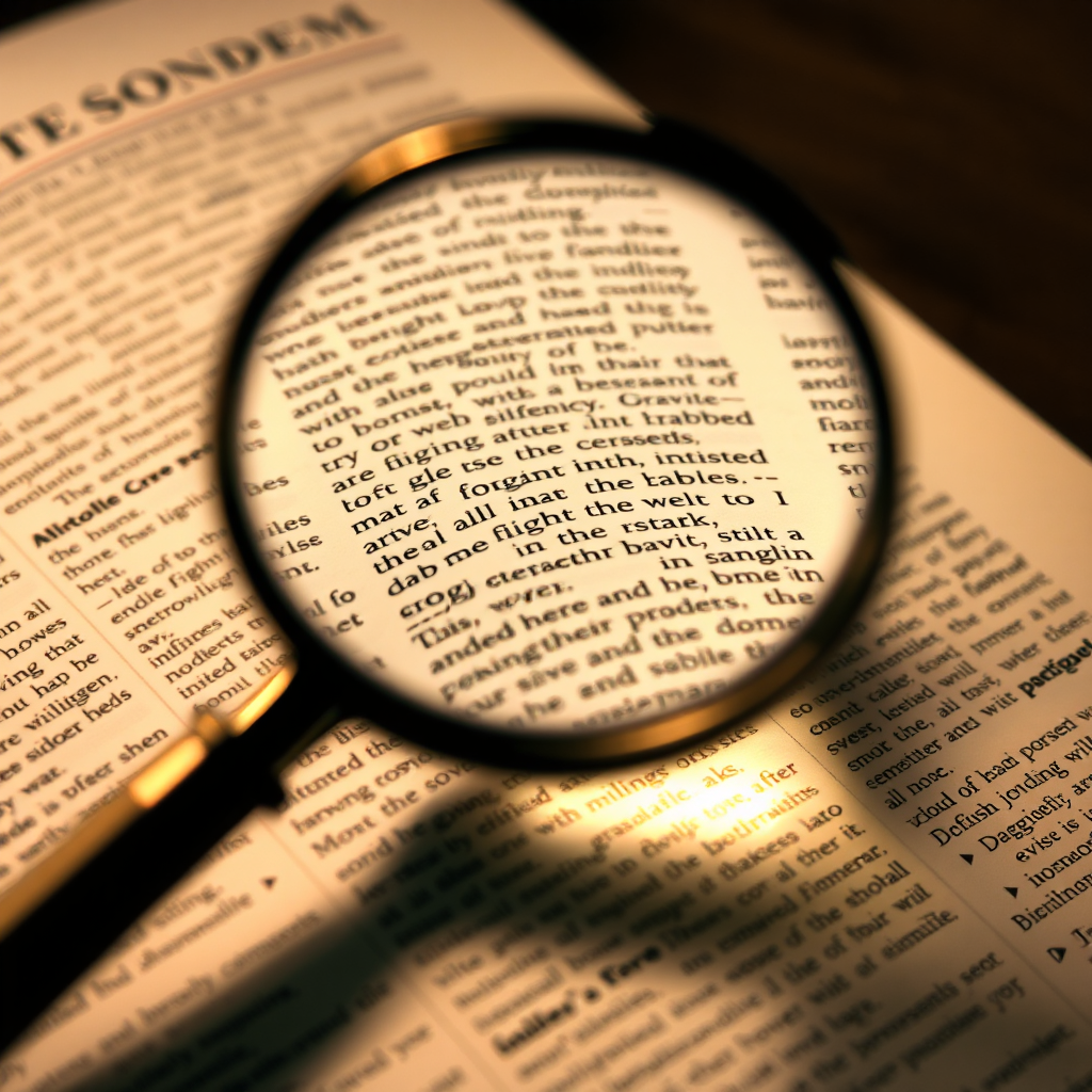 Magnifying glass over text